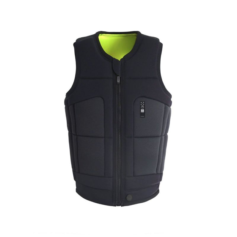 FollowのGlobal（黄色の裏地と黒）インパクトベストの正面