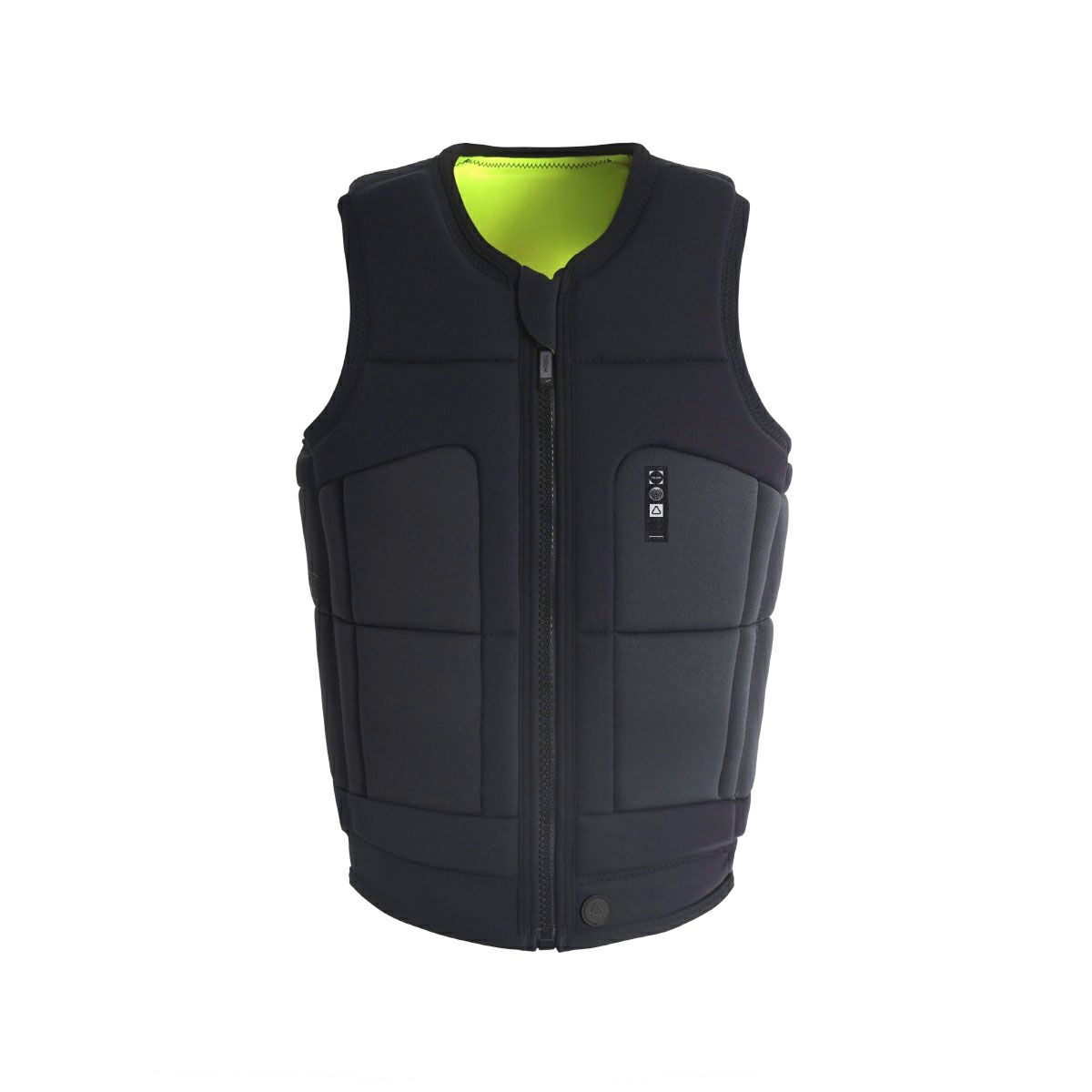 FollowのGlobal（黄色の裏地と黒）インパクトベストの正面