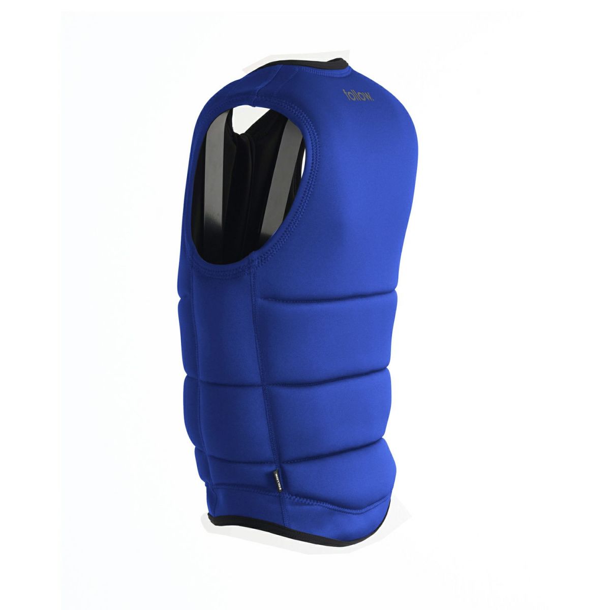 FollowのCorp（青）インパクトベストの斜め後ろ