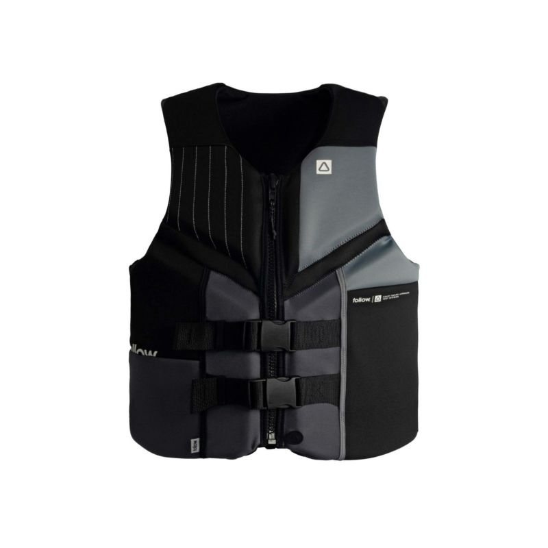 FollowのCure2 CGA（黒とグレー）初心者用ライフジャケットの背面