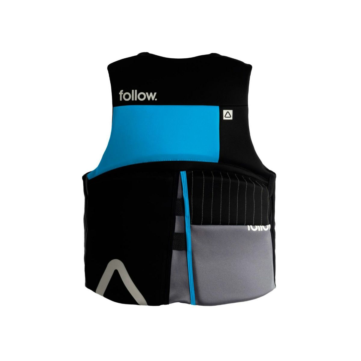 FollowのCure2 CGA（青と黒）初心者用ライフジャケットの背面