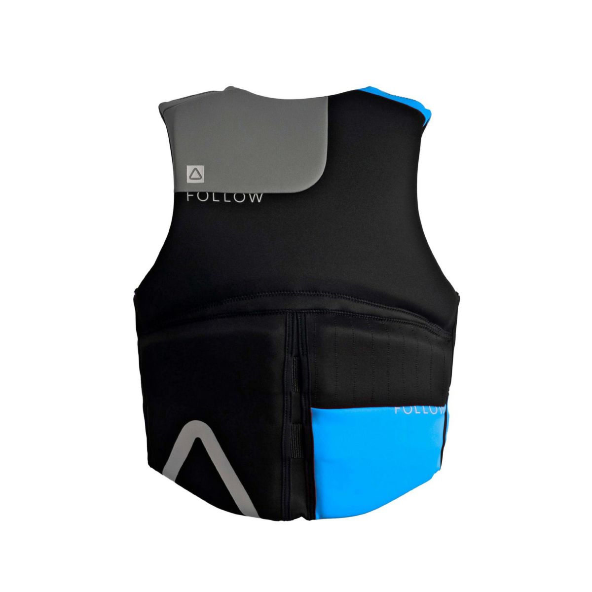 FollowのCure2 CGA Ladies（黒と青）初心者女性用ライフジャケットの背面