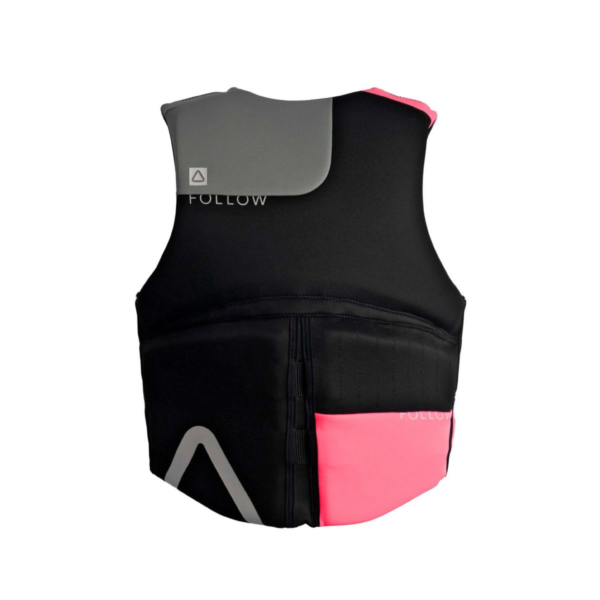 FollowのCure2 CGA Ladies（黒とピンク）初心者女性用ライフジャケットの背面