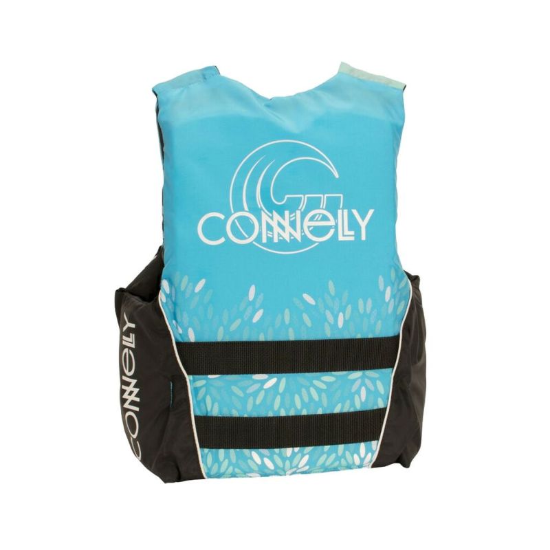 CONNELLYのTunnel Nylon Ladies （黒とミント色）初心者用レディースライフジャケットの背面