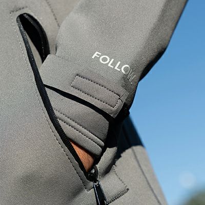  Followのボートコート　Corp Neo (Chacoal)　着用画像　袖口とポケット