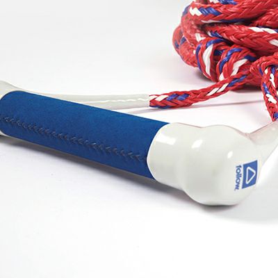 ボートアクセサリー　ウェイクサーフィン用トーイングロープ（Navy/Red）の持ち手部分