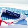 ボートアクセサリー　ウェイクサーフィン用トーイングロープ（カラー　Navy/Red）　持ち手のロゴ